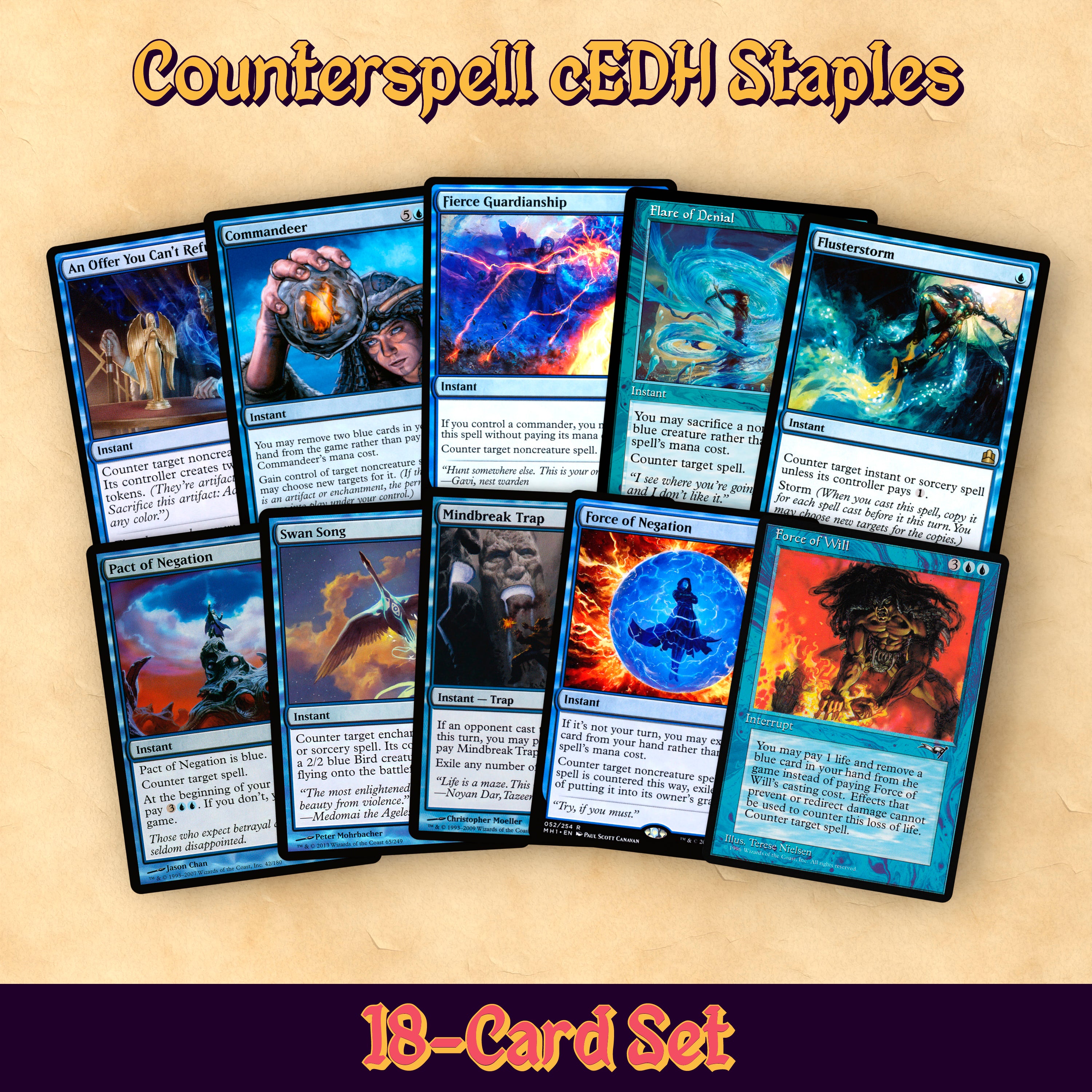 mtg commander counterspell deck Blue Counterspells cEDH Proxy Staples Set Style:Amber/Sapphire Other TCGs all threats that come Ultra Pro Final Fantasy
