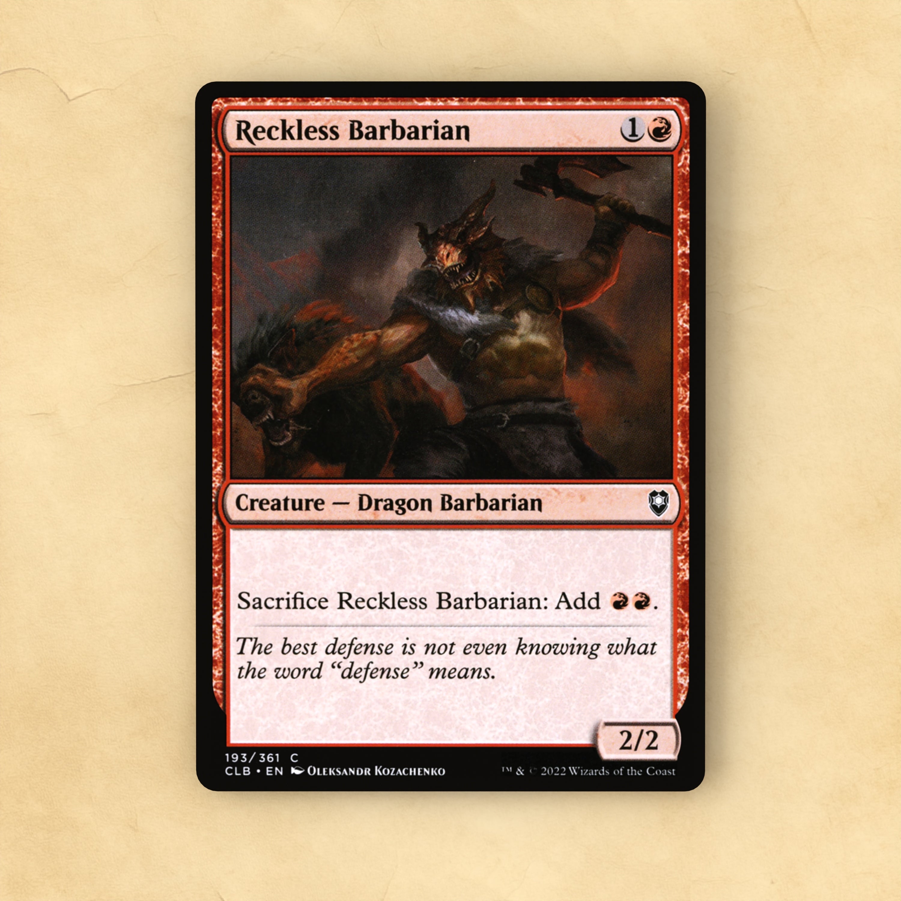 Reckless Barbarian MTG Proxy