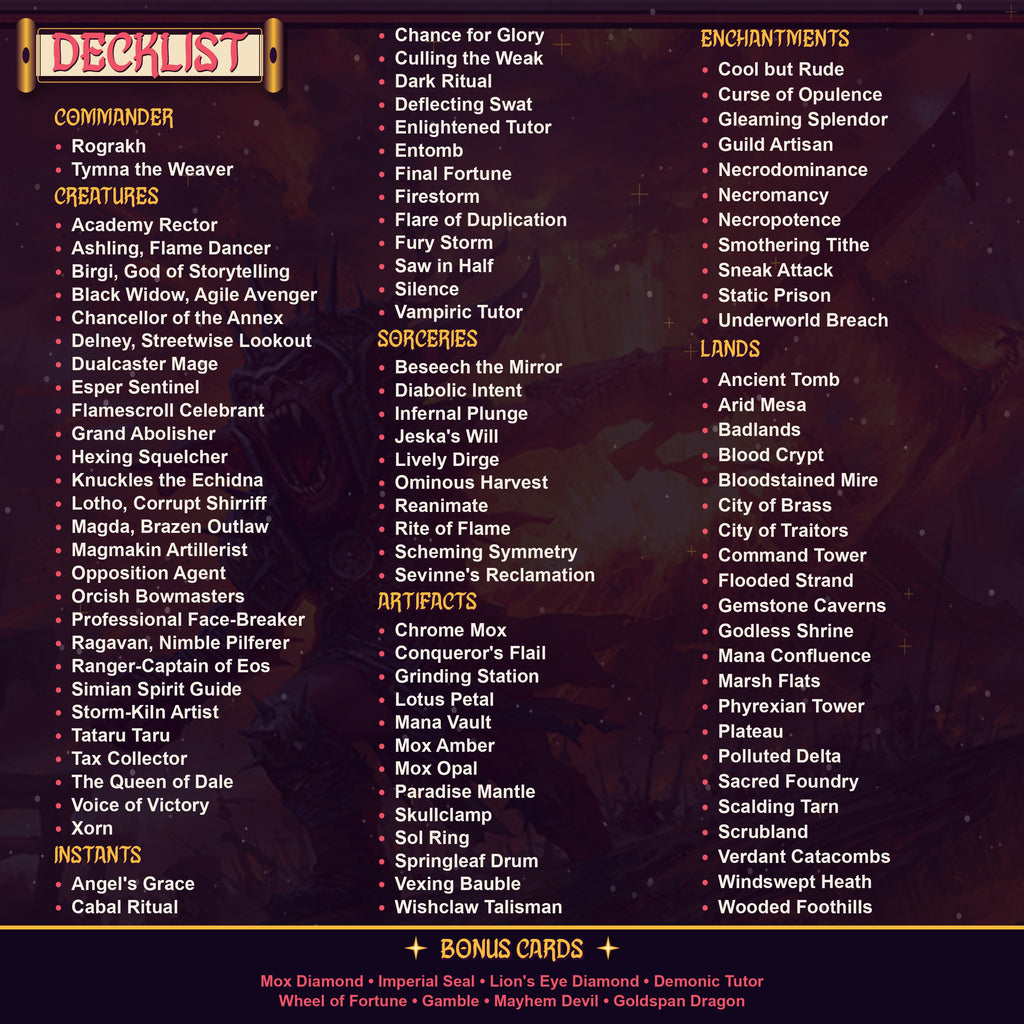 Tymna / Rograkh (Bite-Sized Treasure Storm) cEDH MTG Proxy Deck