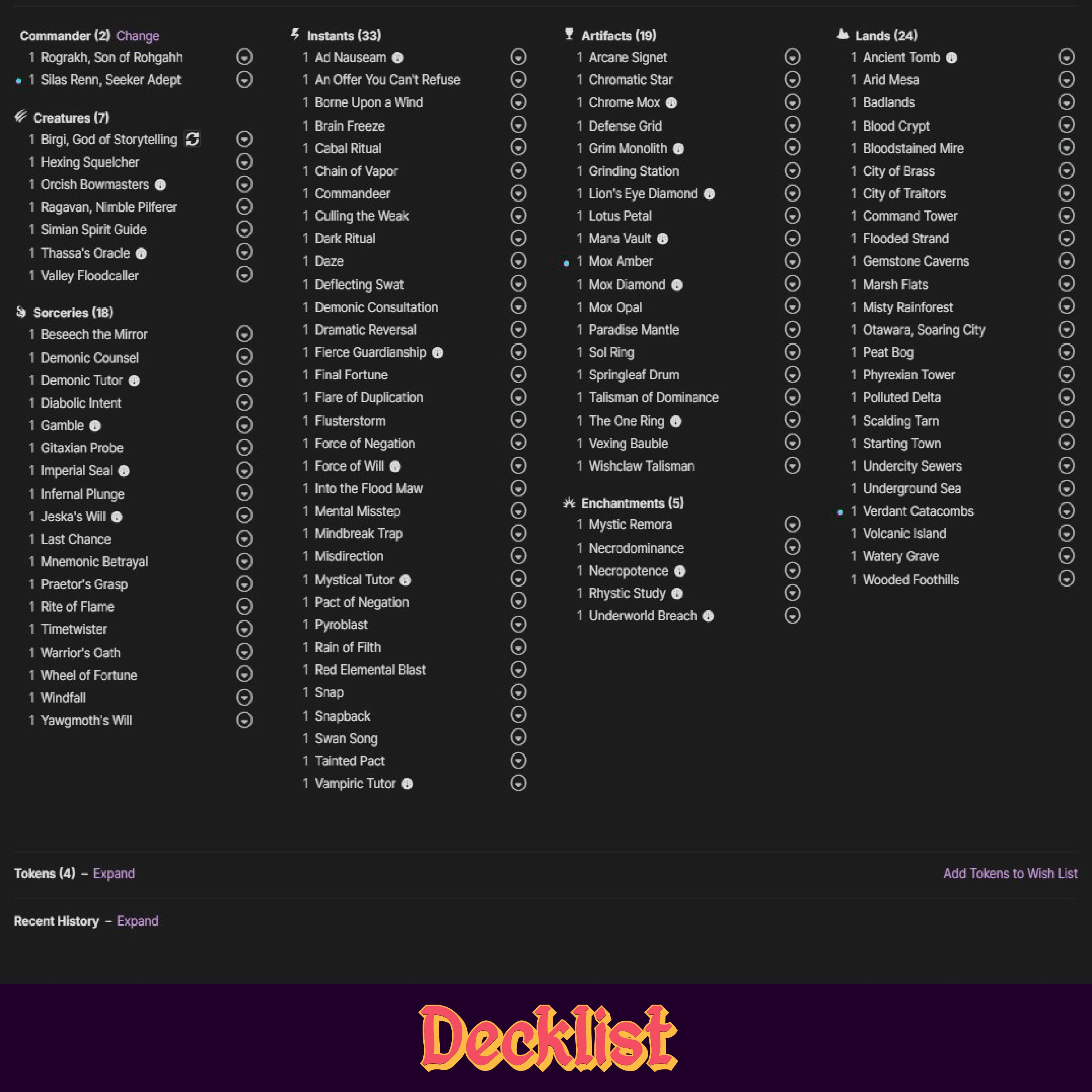 Rograkh, Silas cEDH MTG Proxy Deck