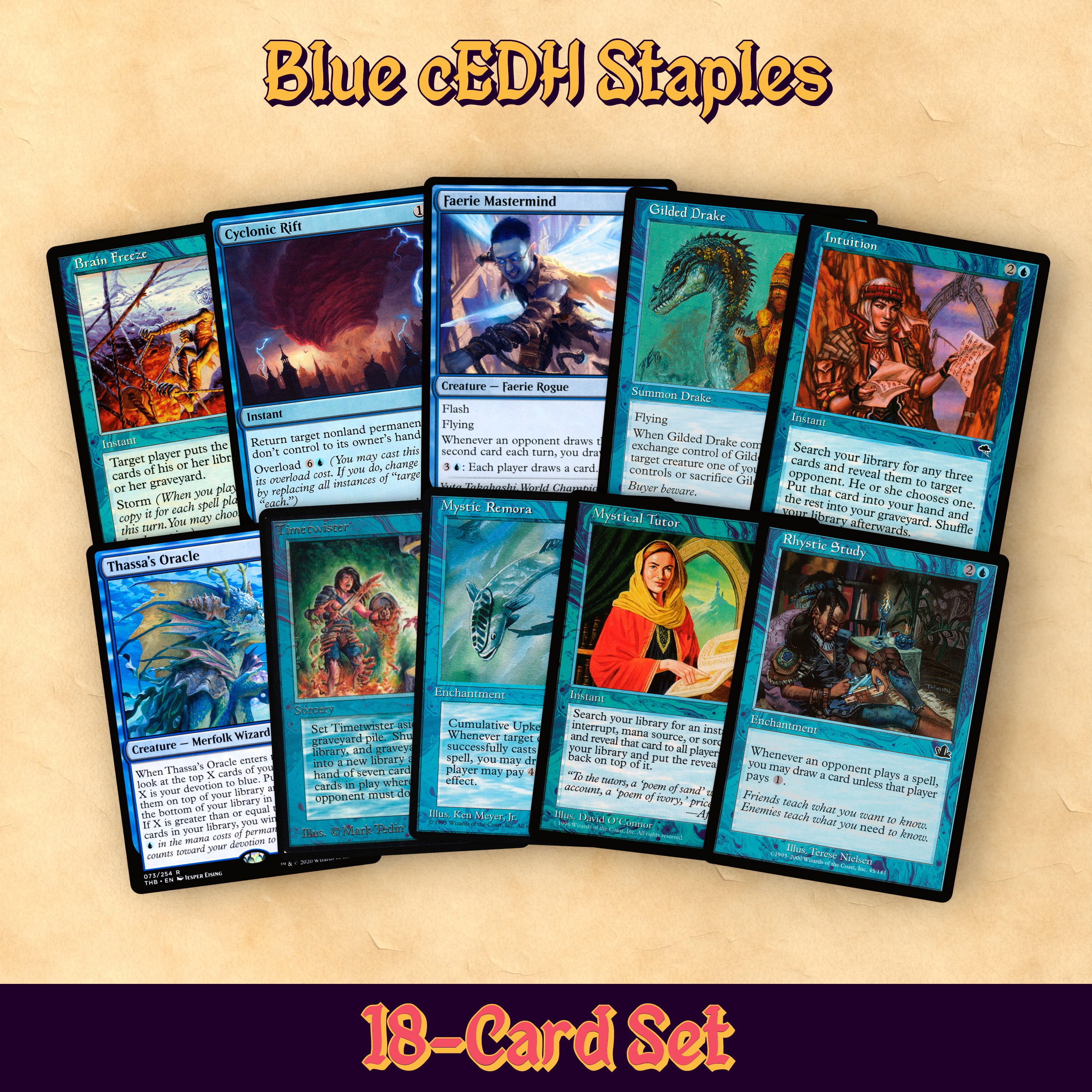 Blue Staples cEDH MTG Proxy Staples Set – Gilded Goblet