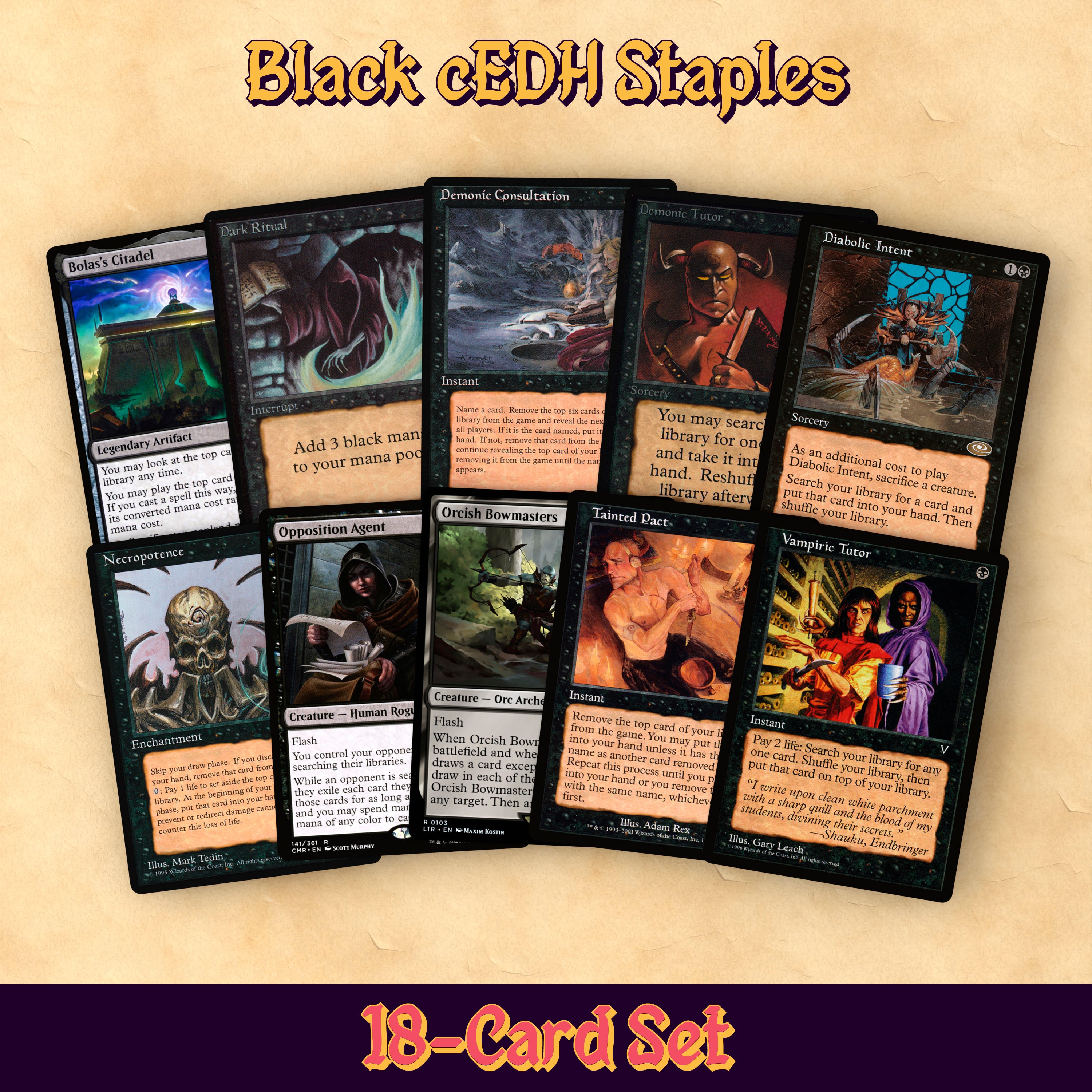Black Staples cEDH MTG Proxy Staples Set