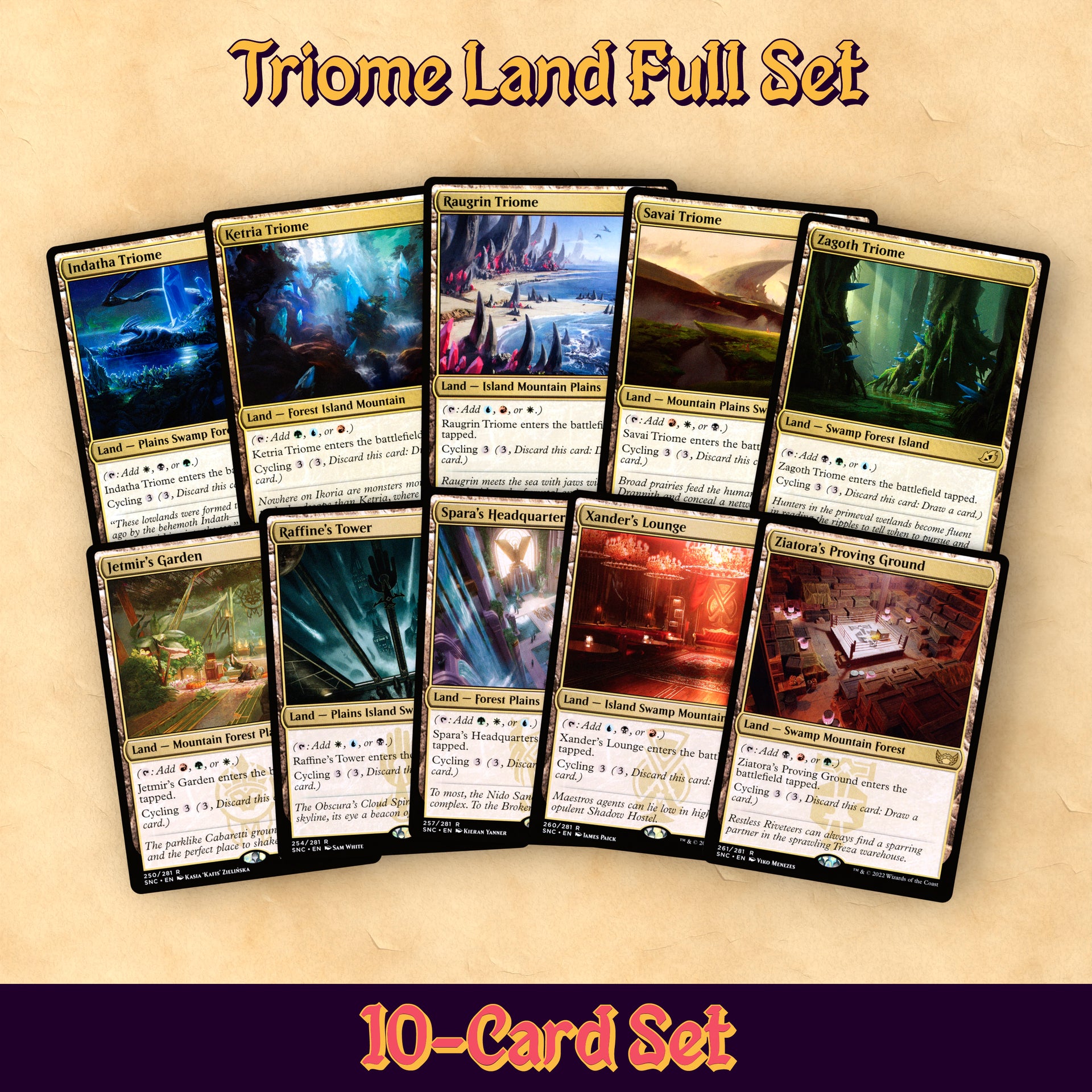 mtg triome cards Lands Proxy Set - 1 Set Style:Cloud Ex-Soldier Discard this card Commander Legends: Battle for Year 2015